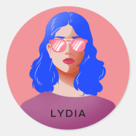 Chique roze en classy vrouw ronde sticker