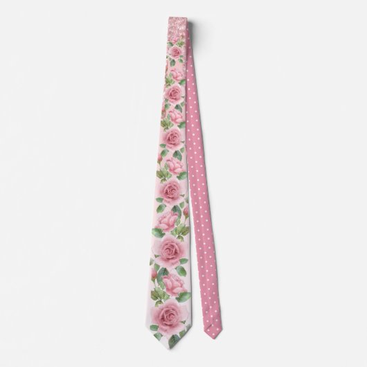 Chique Roze en Glitter w / het Roos Bloem Stropdas (Voorkant)