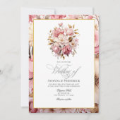 Chique roze en gouden bloemendesign kaart (Voorkant)