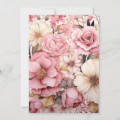 Chique roze en gouden bloemendesign kaart (Achterkant)
