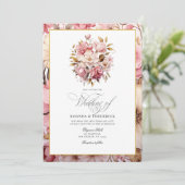 Chique roze en gouden bloemontwerp kaart (Staand voorkant)