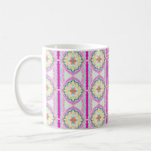 Chique roze en gouden geometrisch bloempatroon koffiemok
