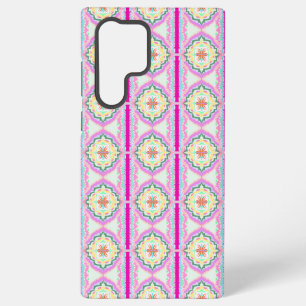 Chique roze en gouden geometrisch bloempatroon samsung galaxy hoesje
