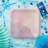 Chique roze en gouden vierkante papier Bord (Feest)