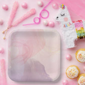 Chique roze en gouden vierkante papier Bord (Feest)