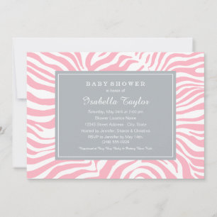 Chique roze en grijs zebra strepen meisje Baby sho Kaart