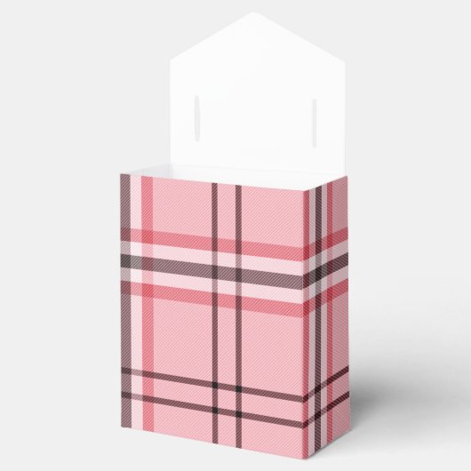 Chique roze en grijze geruite modepatroonfeest bedankdoosjes (Geopend)