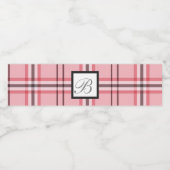 Chique roze en grijze geruite modepatroonfeestje waterfles etiket (Enkel label)