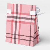 Chique roze en grijze plaid feestelijke mode bedankdoosjes (Achterkant)