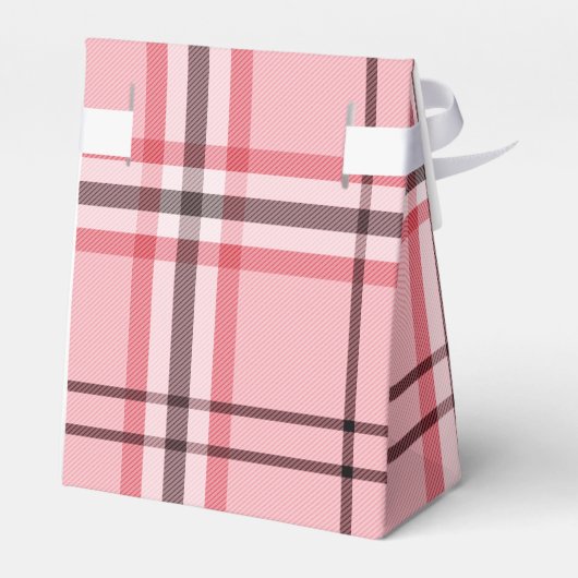 Chique roze en grijze plaid feestelijke mode bedankdoosjes (Achterkant)