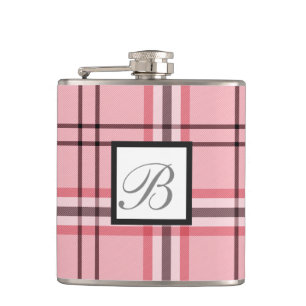 Chique roze en grijze plaid modepatroon heupfles