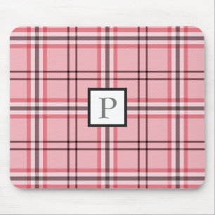 Chique roze en grijze plaid modepatroon muismat