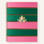 Chique roze en groen gestreept notitieboek (Voorkant)