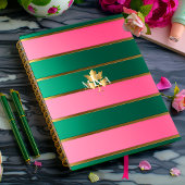 Chique roze en groen gestreept planner