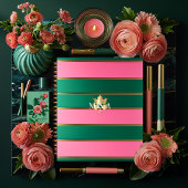Chique roze en groen gestreept planner