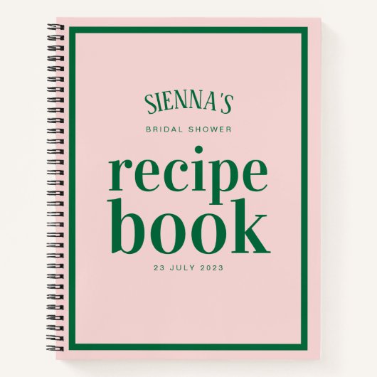 Chique  Roze en Groen Vrijgezellenfeest Recept Notitieboek (Voorkant)