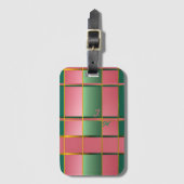 Chique roze en groene kleurblokmonogram bagagelabel (Voorkant (verticaal))