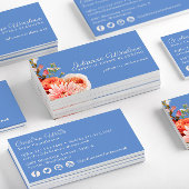 Chique roze en perzik bloemen op Periwinkle Visitekaartje