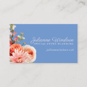 Chique roze en perzik bloemen op Periwinkle Visitekaartje (Voorkant)