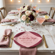 Chique roze en rode "A Tini One" baby shower