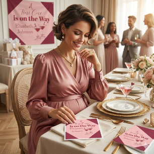 Chique roze en rode "A Tini One" baby shower Servet
