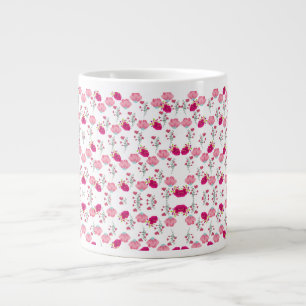 Chique roze en rood bloemenprint naadloos patroon grote koffiekop