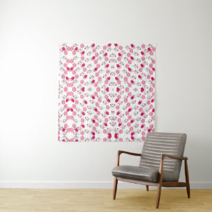 Chique roze en rood bloemenprint naadloos patroon wandkleed