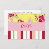 Chique Roze En Strepen Bruiloftsreceptie RSVP Kaart (Voorkant / Achterkant)