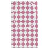 Chique roze en witte geruite monogramnaam klein cadeauzakje (Achterkant)