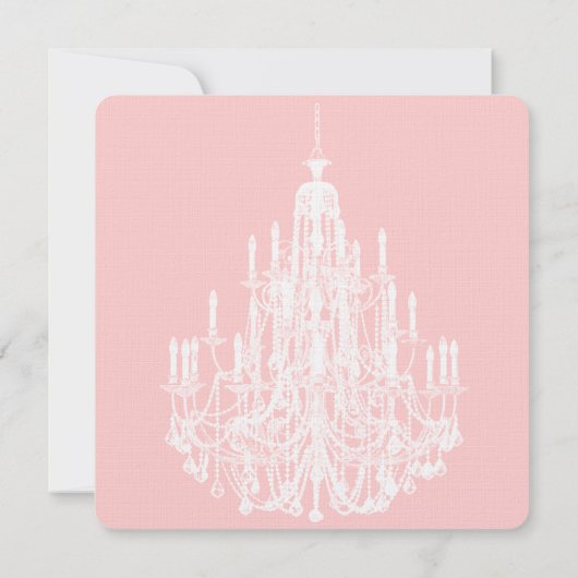 Chique roze en witte kroonluchter bruiloft kaart (Achterkant)