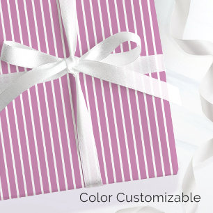 Chique roze en witte minimalistische dunne streep cadeaupapier