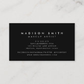 Chique roze en witte strepen met zwart visitekaartje (Achterkant)