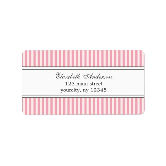 Chique roze en witte strepen patroon labels (Voorkant)