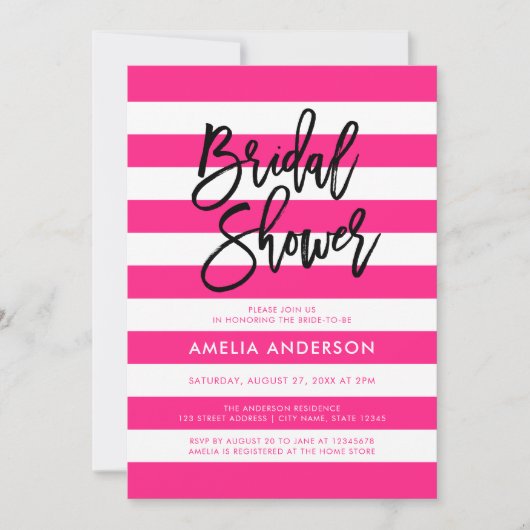 Chique roze en witte strepen zwart Vrijgezellenfee Kaart (Voorkant)