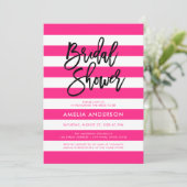 Chique roze en witte strepen zwart Vrijgezellenfee Kaart (Staand voorkant)