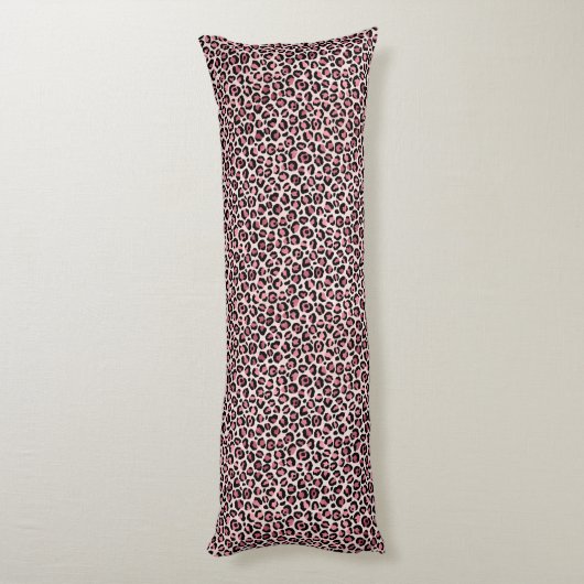 Chique roze en zwart luipaard Print Body kussen (Achterkant (Verticaal))