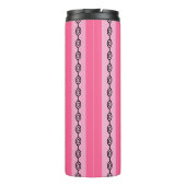 Chique roze en zwarte mod-patroon Aangepaste naam Thermosbeker (Achterkant)
