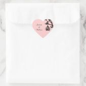 Chique Roze en Zwarte Tortelduifjes Hart Sticker (Tas)