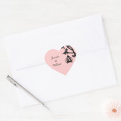 Chique Roze en Zwarte Tortelduifjes Hart Sticker (Envelop)