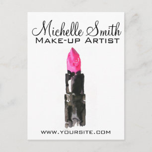 Chique roze en zwarte waterverf lippenstift Make-u Briefkaart