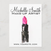 Chique roze en zwarte waterverf lippenstift Make-u Briefkaart (Voorkant)