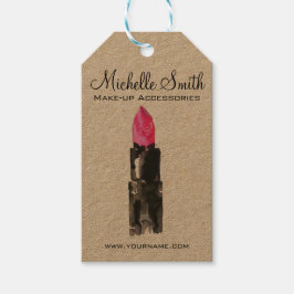 Chique roze en zwarte waterverf lippenstift Make-u Cadeaulabel