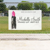 Chique roze en zwarte waterverf lippenstift Make-u Spandoek (Insitu)