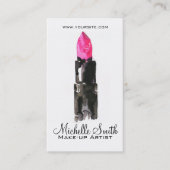 Chique roze en zwarte waterverf lippenstift Make-u Visitekaartje (Voorkant)