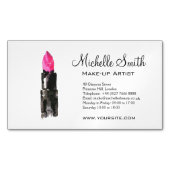 Chique roze en zwarte waterverf lipstick Make-up Magnetisch Visitekaartje (Voorkant)