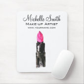 Chique roze en zwarte waterverf lipstick Make-up Muismat (Met muis)