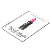 Chique roze en zwarte waterverf lipstick Make-up Notitieboek (Linkerzijde)