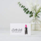 Chique roze en zwarte waterverf lipstick Make-up Visitekaartje (Staand voorkant)