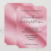 Chique roze faux lederen bruiloft kaart (Voorkant / Achterkant)