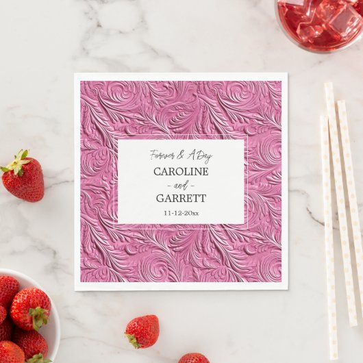 Chique roze faux lederen bruiloft servet (Insitu)